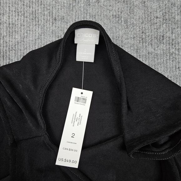 Chicos Tank Top Womens 2 Black Travelers Side Slit Minimal Wrinkle Resistant - Picture 4 of 5